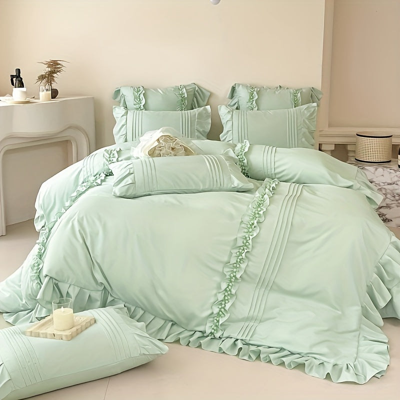 4-Piece Lace Princess Style Bedding Set Soft Breathable Machine Washable
