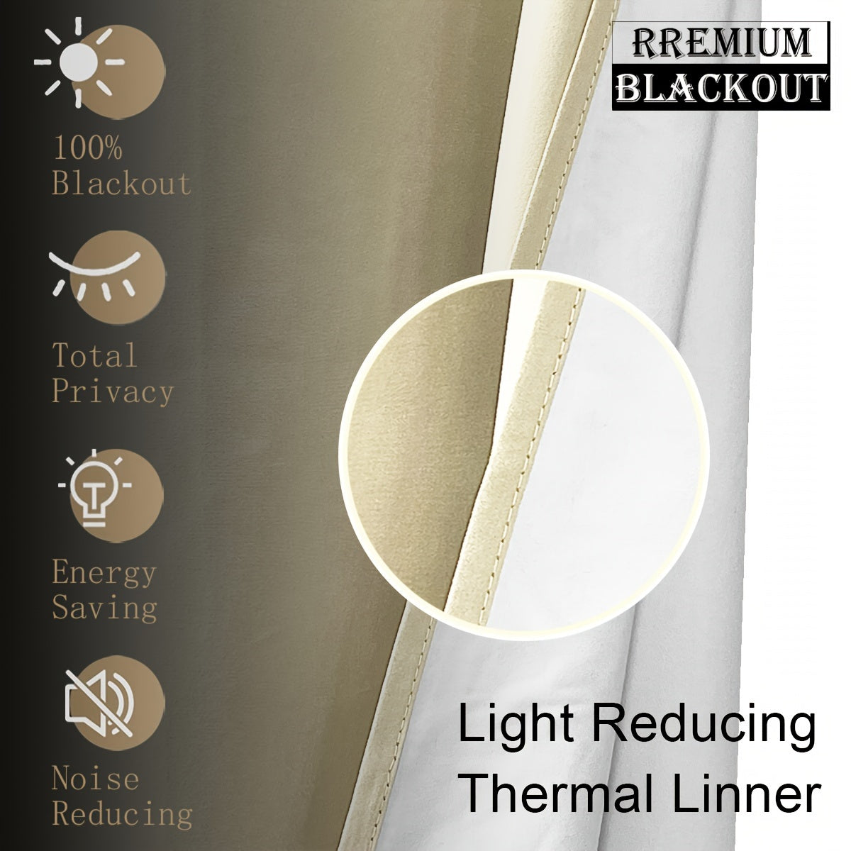 Blackout Curtains 54x84 Inches Off-White Grommet Full Blackout with White Lining