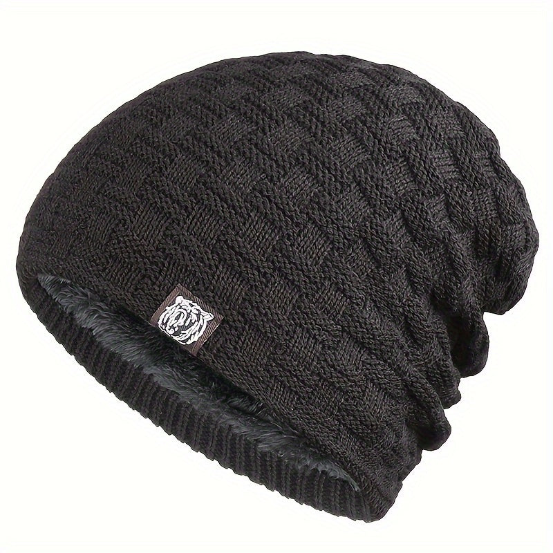 Men's Padded Knitted Cap Warm Winter Hat for Autumn and Cold Weather