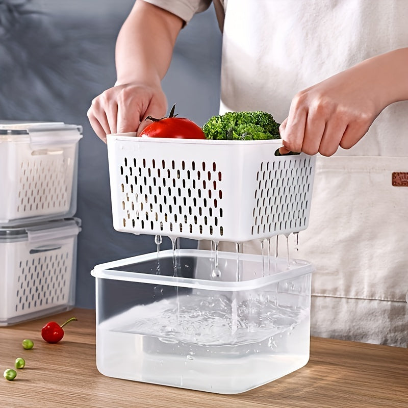 Plastik yopilgan oziq-ovqat saqlash konteynerlari va filtrli savat bilan, suyuqlik o'tkazmaydigan to'plam