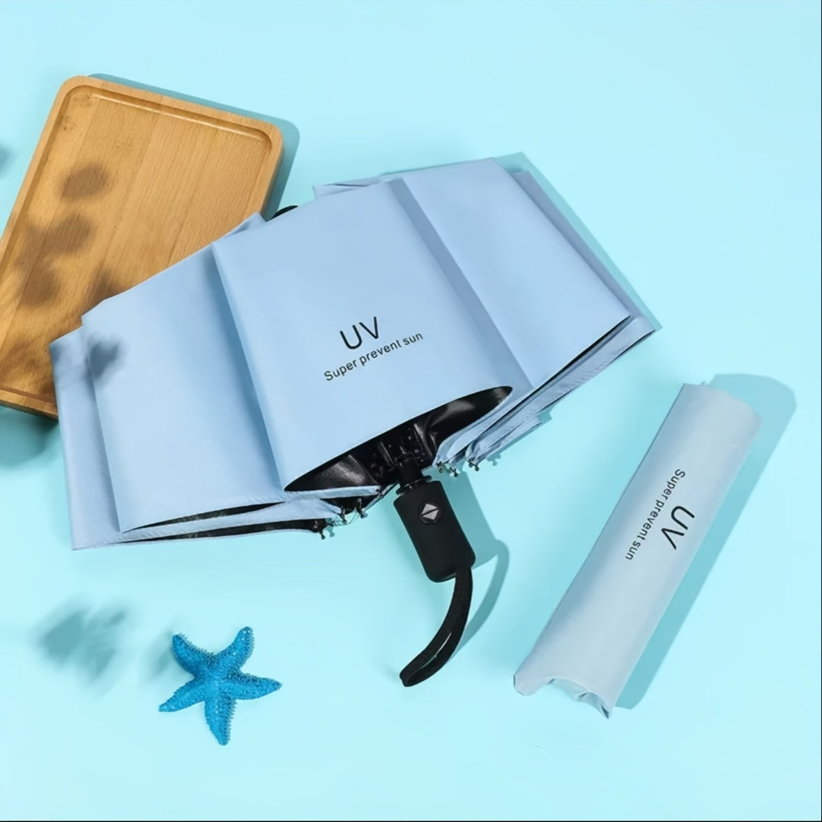 8-Stripe Avtomatik yig'iladigan UV soyabon, suv o'tkazmaydigan, shamol o'tkazmaydigan, zamonaviy, quyosh, yomg'ir, golf o'ynovchilar uchun