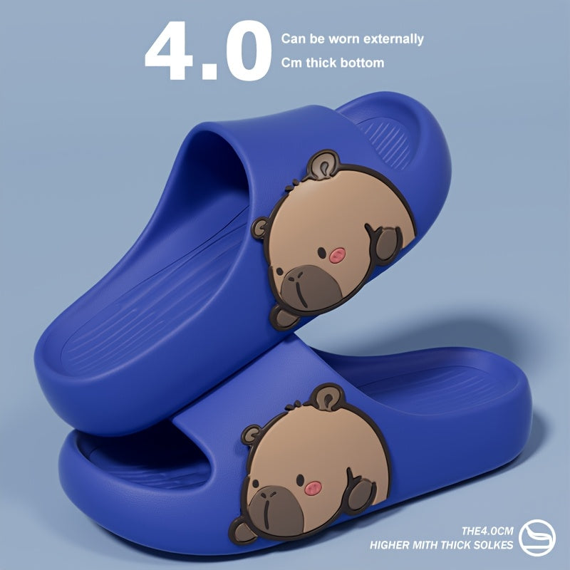 Women's EVA Slides Open-Toe Summer Sandals Black Yellow Beach & Indoor