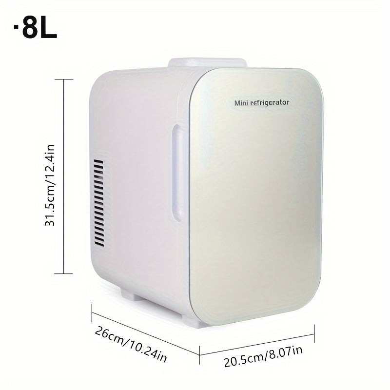 8L Car and Home Mini Refrigerator with Glass Panel, Dual-Use, Semiconductor Cooling
