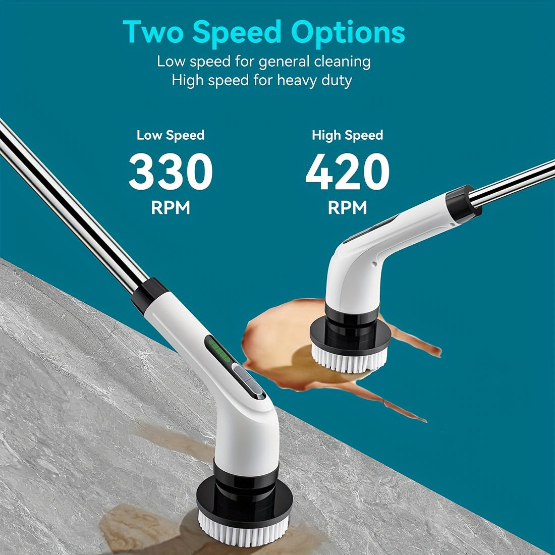 Cepillo giratorio eléctrico inalámbrico recargable USB para limpiar azulejos de baño y bañera