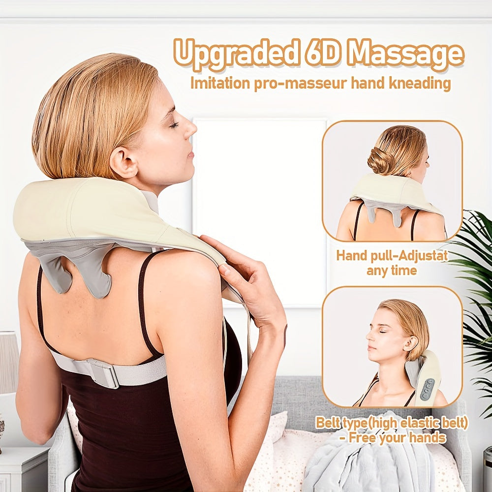 Rechargeable Heated Shiatsu Massager for Neck Shoulders Back Legs and Head with Lithium Battery and USB Compatibility