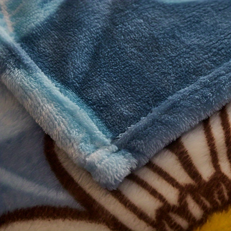 Flannel Bed Blanket with Flower Print Cozy Quilted Throw Machine Washable Polyester Suitable for Sofa Bed Office Travel