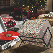 Black Metal Record Shelf for Albums Books Magazines 80-100 Capacity