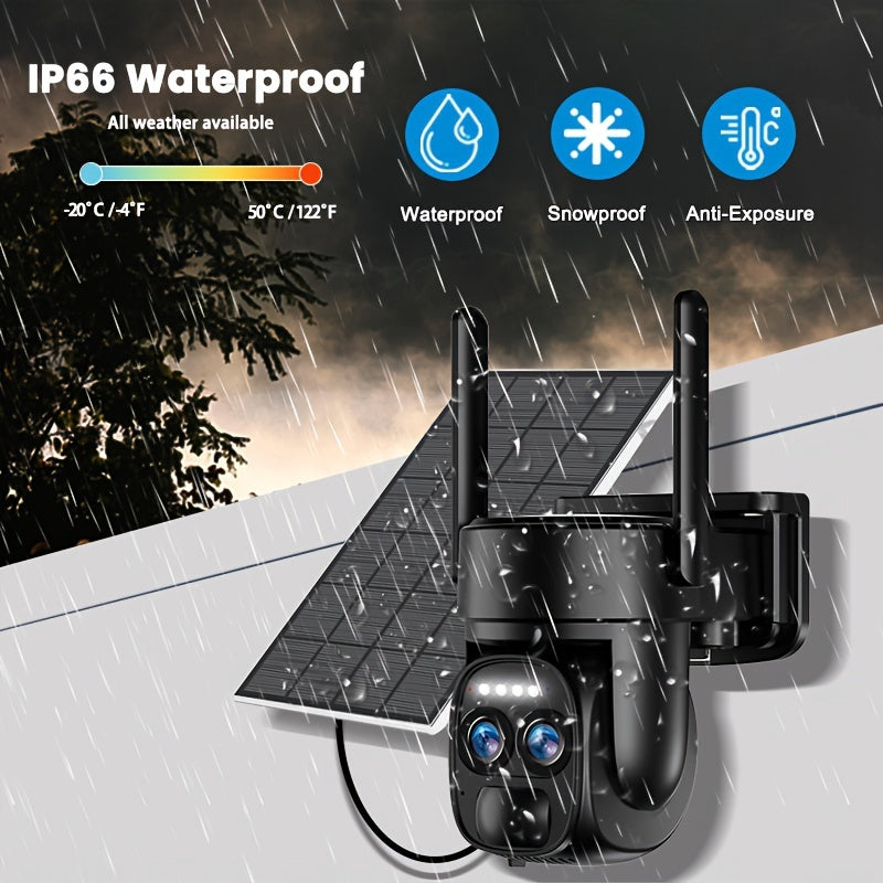 Dual-Band WiFi Outdoor Security Camera with 10x Zoom 360° Solar Panel HD Night Vision