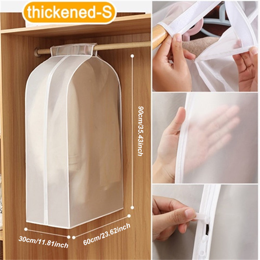 Lightweight Translucent Garment Cover Waterproof Dustproof with Zipper and Straps 60x50x120 cm