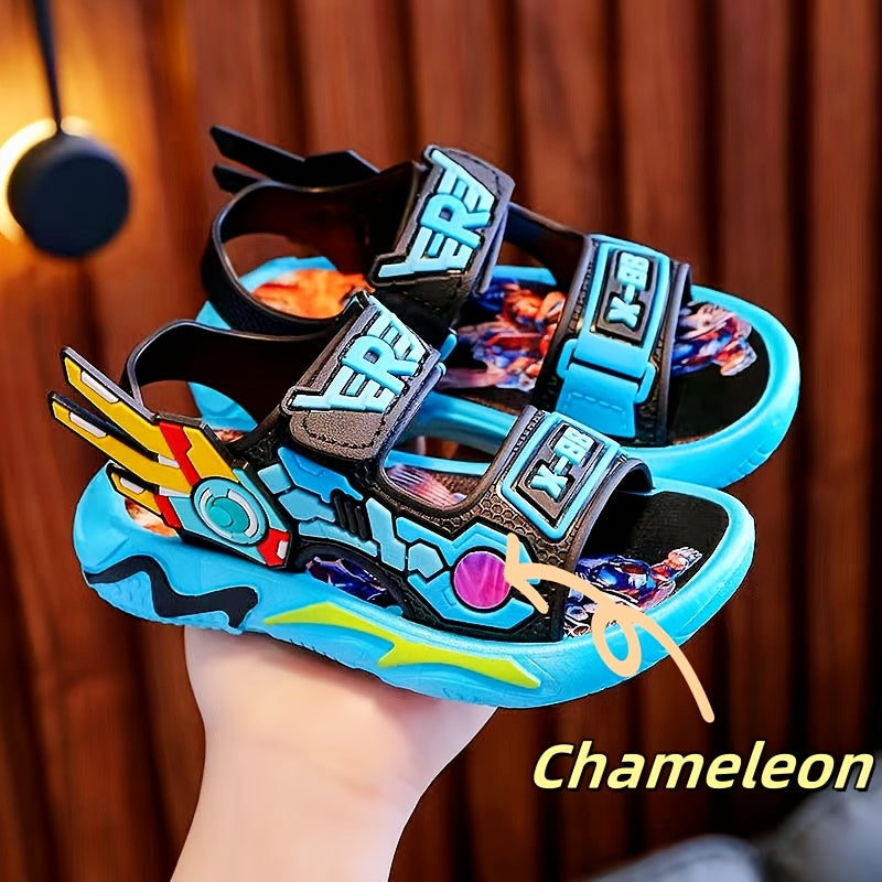 Boys' 2024 Breathable Anime Design Sandals with Microfiber Insole and PVC Upper