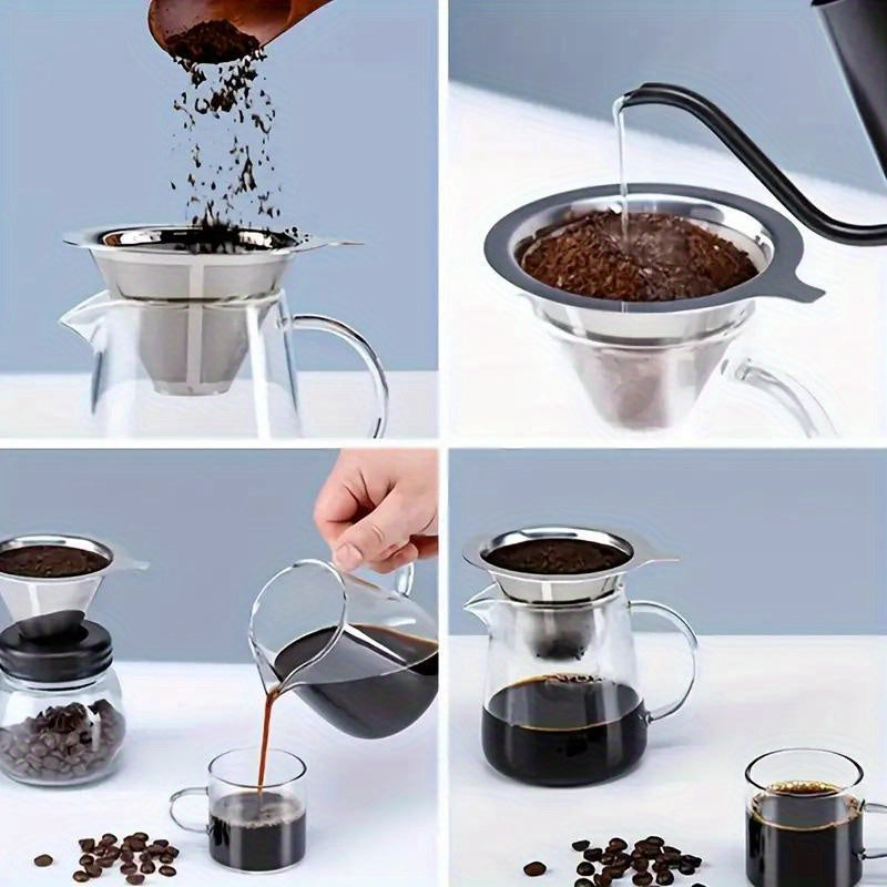 Reusable Stainless Steel Pour-Over Coffee Filter Mesh No Paper Needed