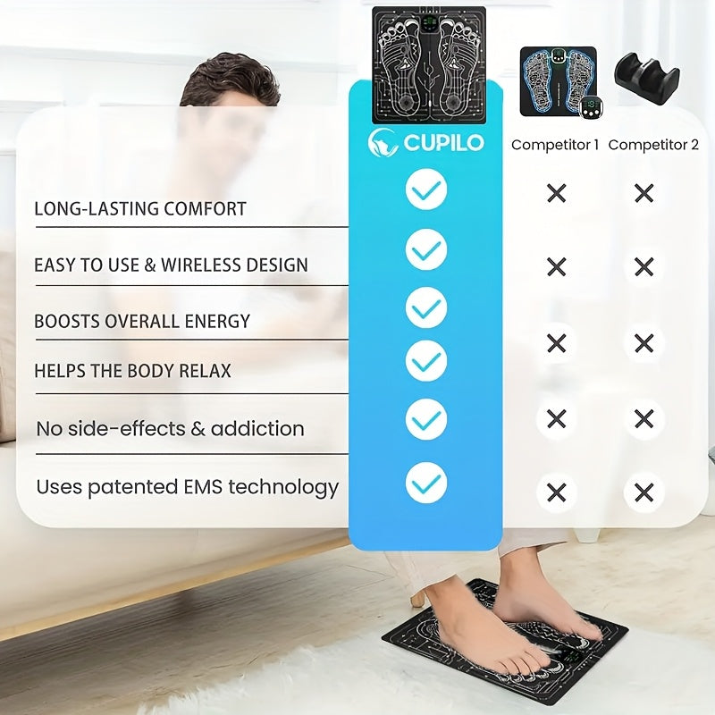 Foot Massager with EMS Function and Multiple Modes for Full Body Relaxation