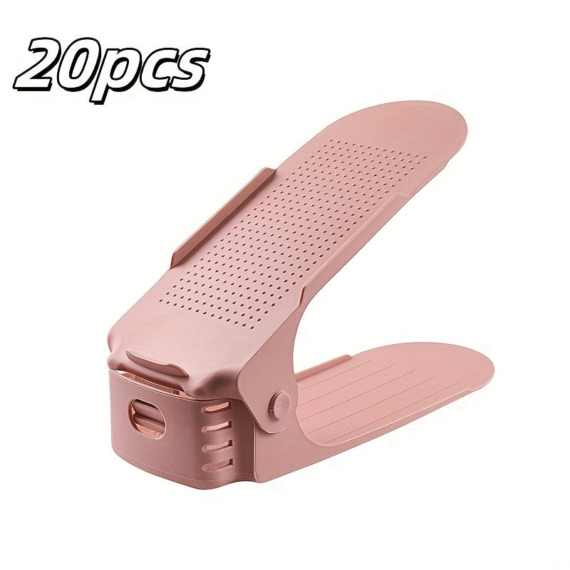 Регулируемая пластиковая полка для обуви на 1/5/10/15/20 предметов, идеально подходит для дома и общежития - компактное и простое в сборке решение для хранения обуви