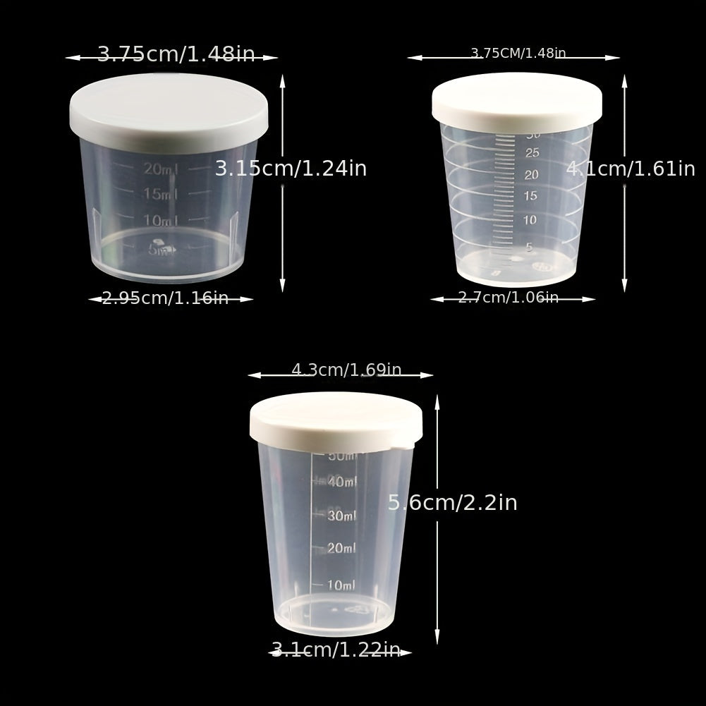Graduated Clear Measuring Cup Set 20/30/50ml with Lid for Kitchen and Travel