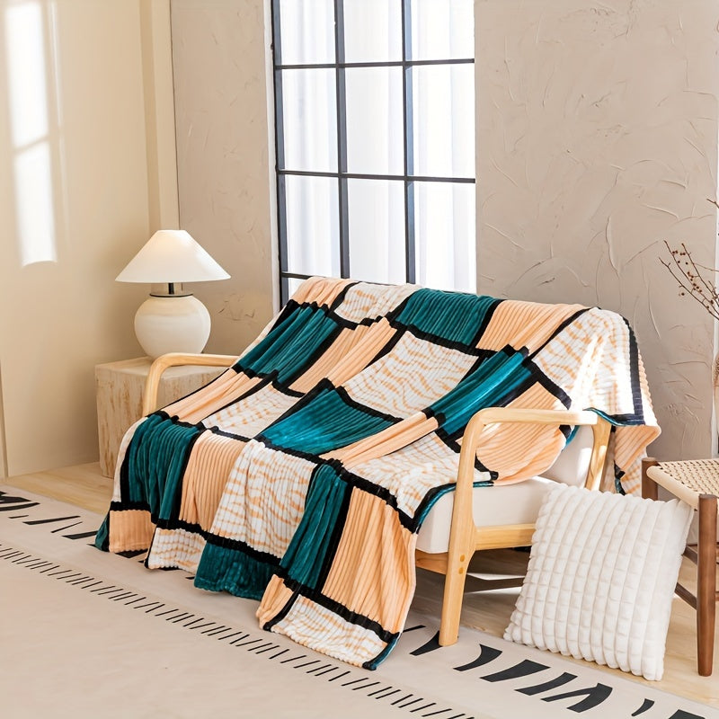 Yengil Flanel yostiqchasi geometrik patchwork, allergenlarga chidamli, uy, ofis, sayohat uchun