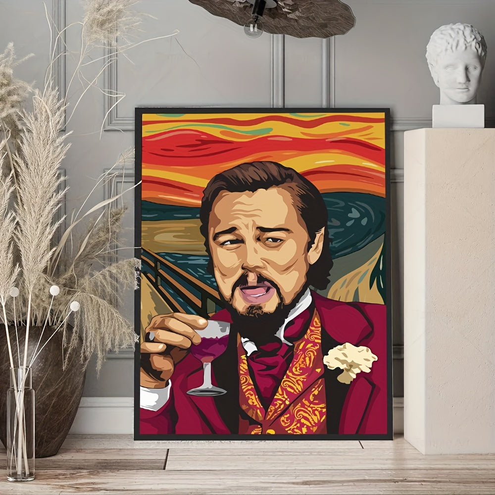 Canvas Wall Art Featuring Modern Scream Inspired Portrait of Leonardo DiCaprio