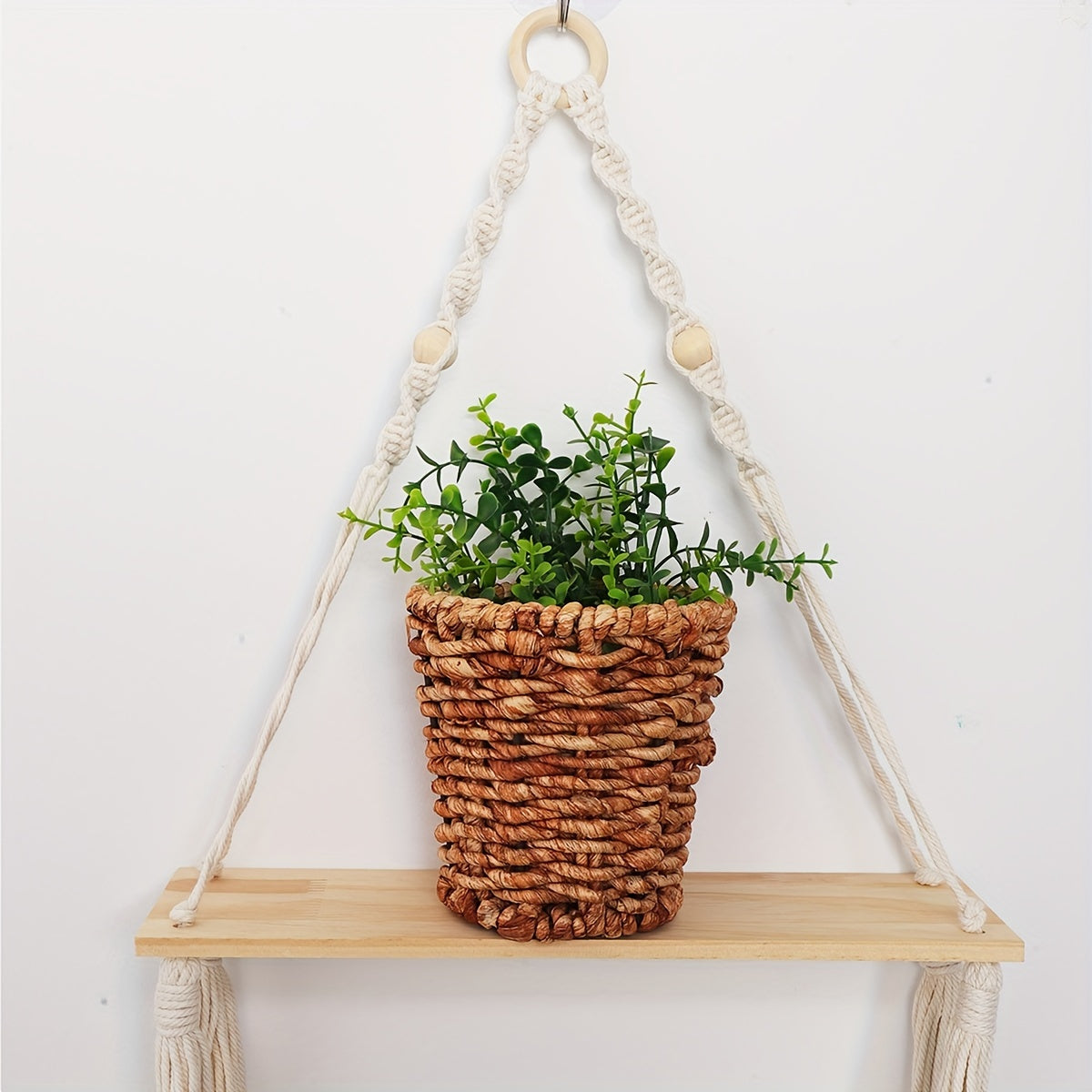 Macrame Plant Shelf Hanging Wall Decor for Indoor and Bohemian Rooms