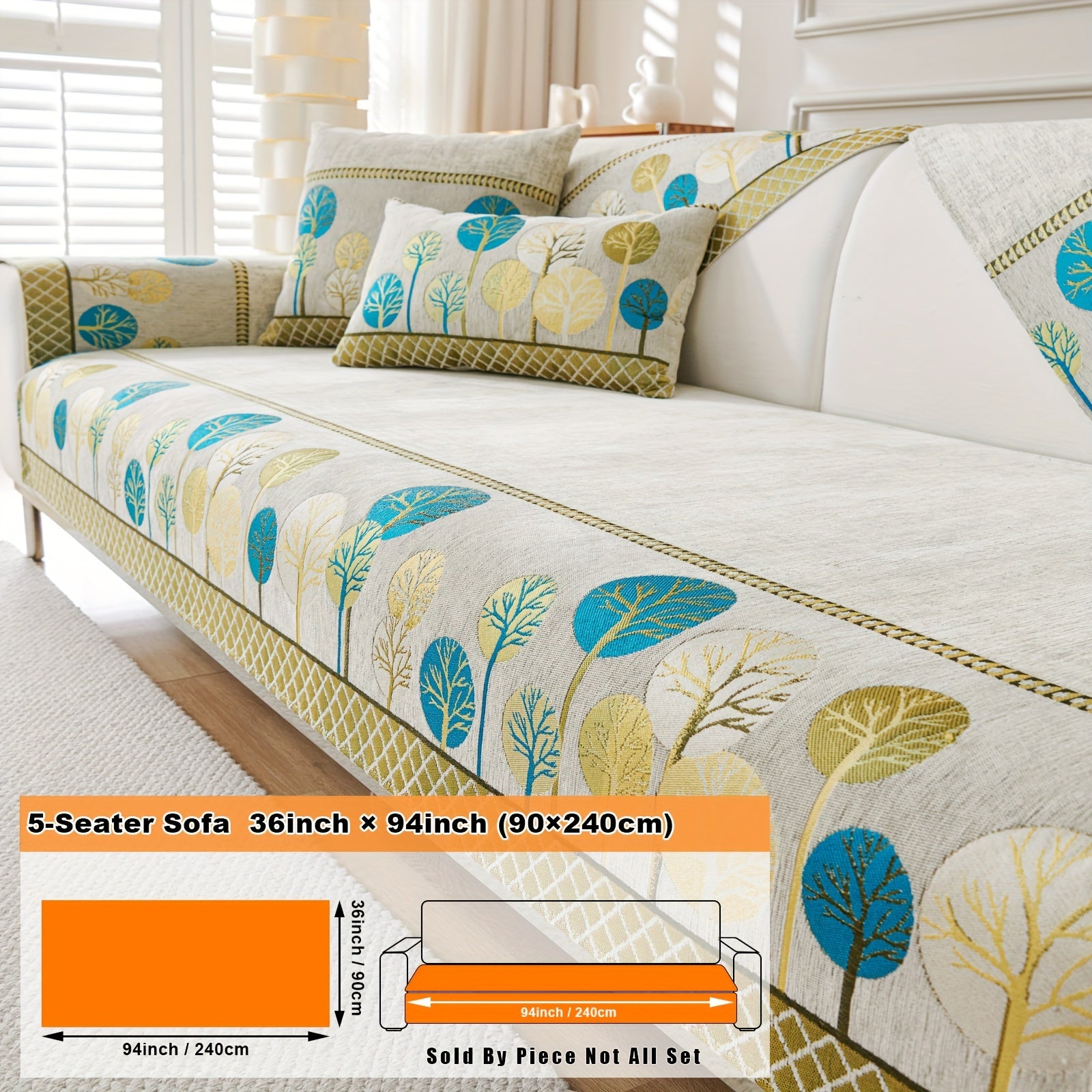 Bohemian Moonlit Trees Sofa Cover for Single to Quadruple Seaters Pet-Friendly Machine Washable Viscose