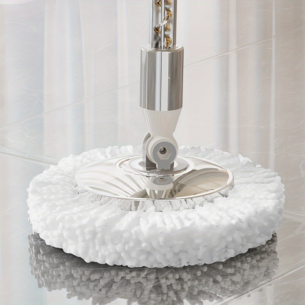 Набор ведра и швабры Household Spin с 2 насадками для швабры, вращающаяся швабра, швабра из нержавеющей стали с функцией без рук для удаления пыли, для сухого и влажного использования, идеальна для уборки полов в доме, на кухне и в ванной.