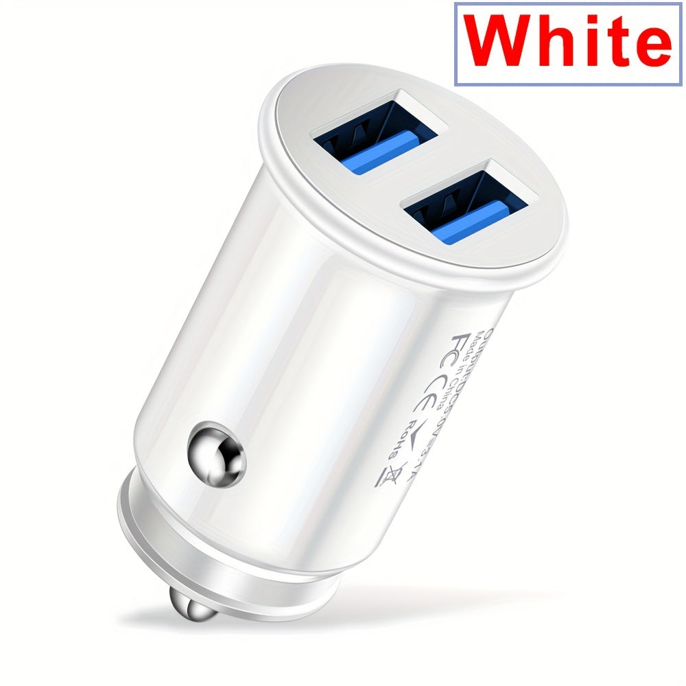 Cargador de coche USB mini 2 puertos, adaptador de carga rápida para teléfonos y dispositivos