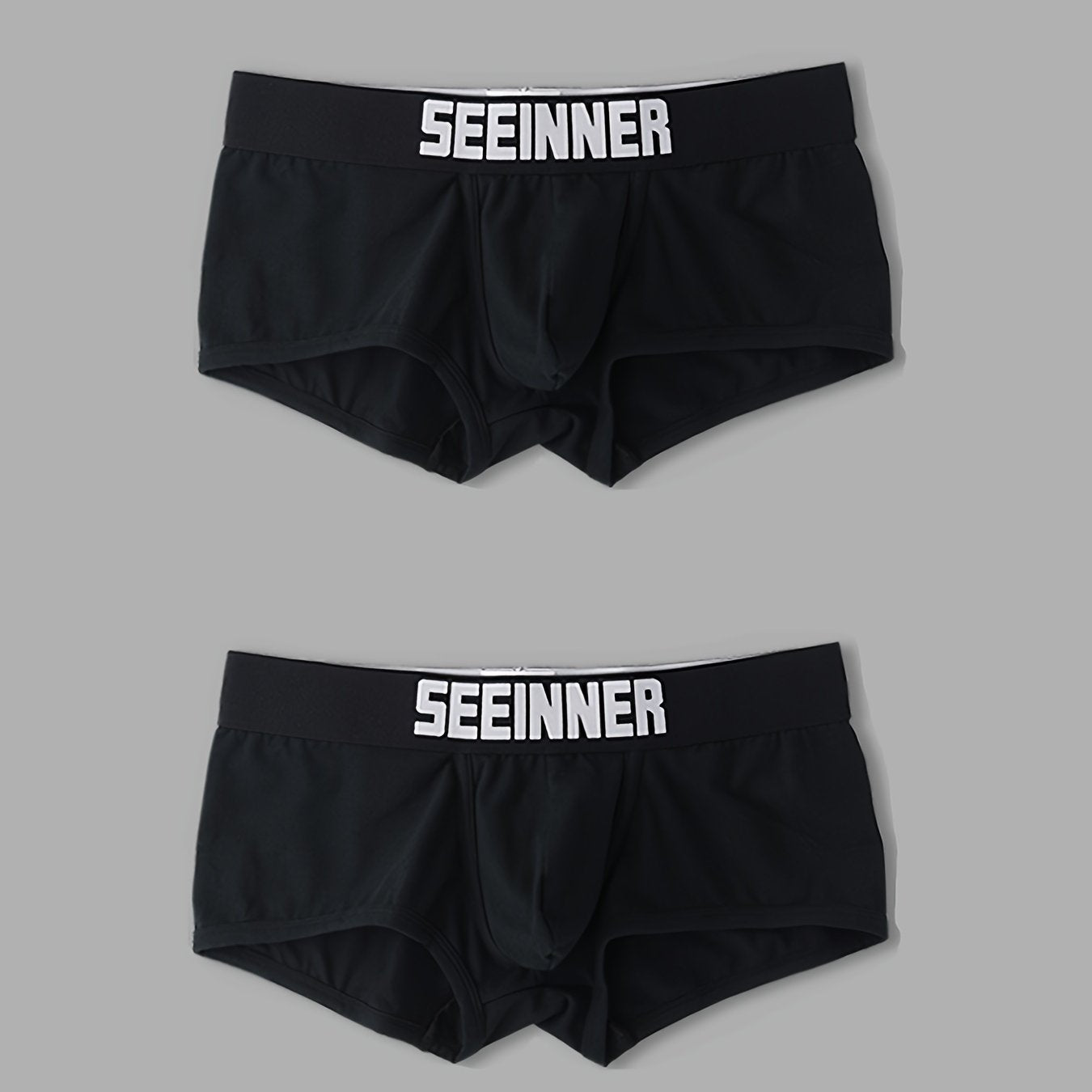 Men's Cotton Boxer Briefs Low Waist Breathable Stretchy Solid Color Shortie Underwear