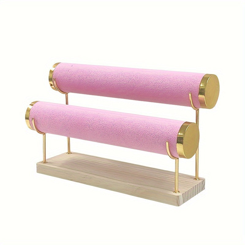 Bracelet Organizer with Removable Tiered Holder and Velvet Display Rack