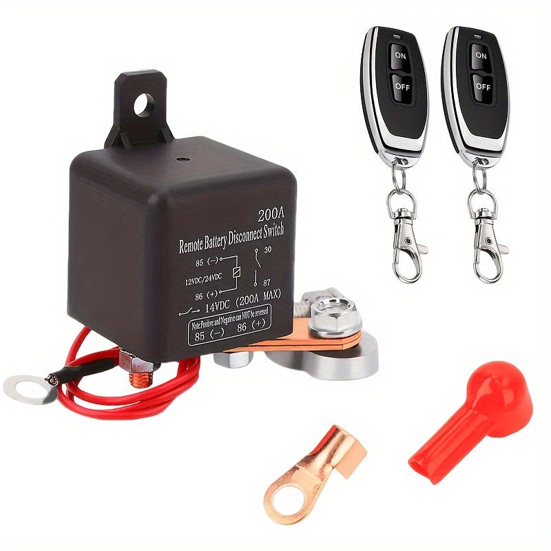 Heavy-Duty 200A Remote Car Battery Disconnect Switch 12V with Copper Contacts
