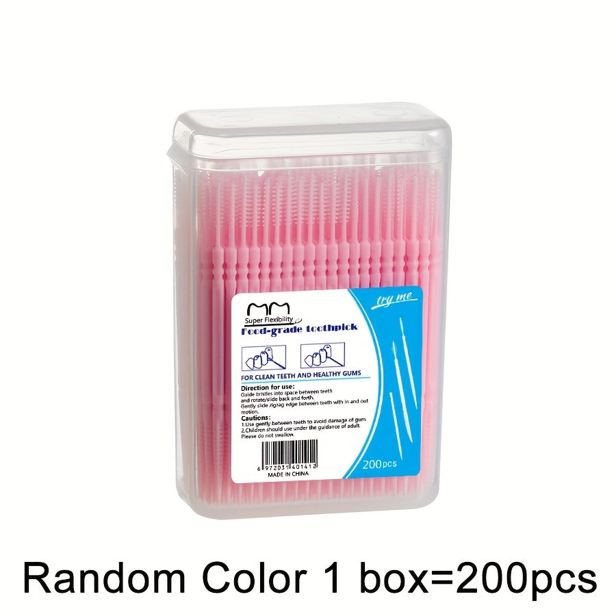 200Pcs Disposable Plastic Toothpicks Dual-Tip for Deep Clean Oral Care