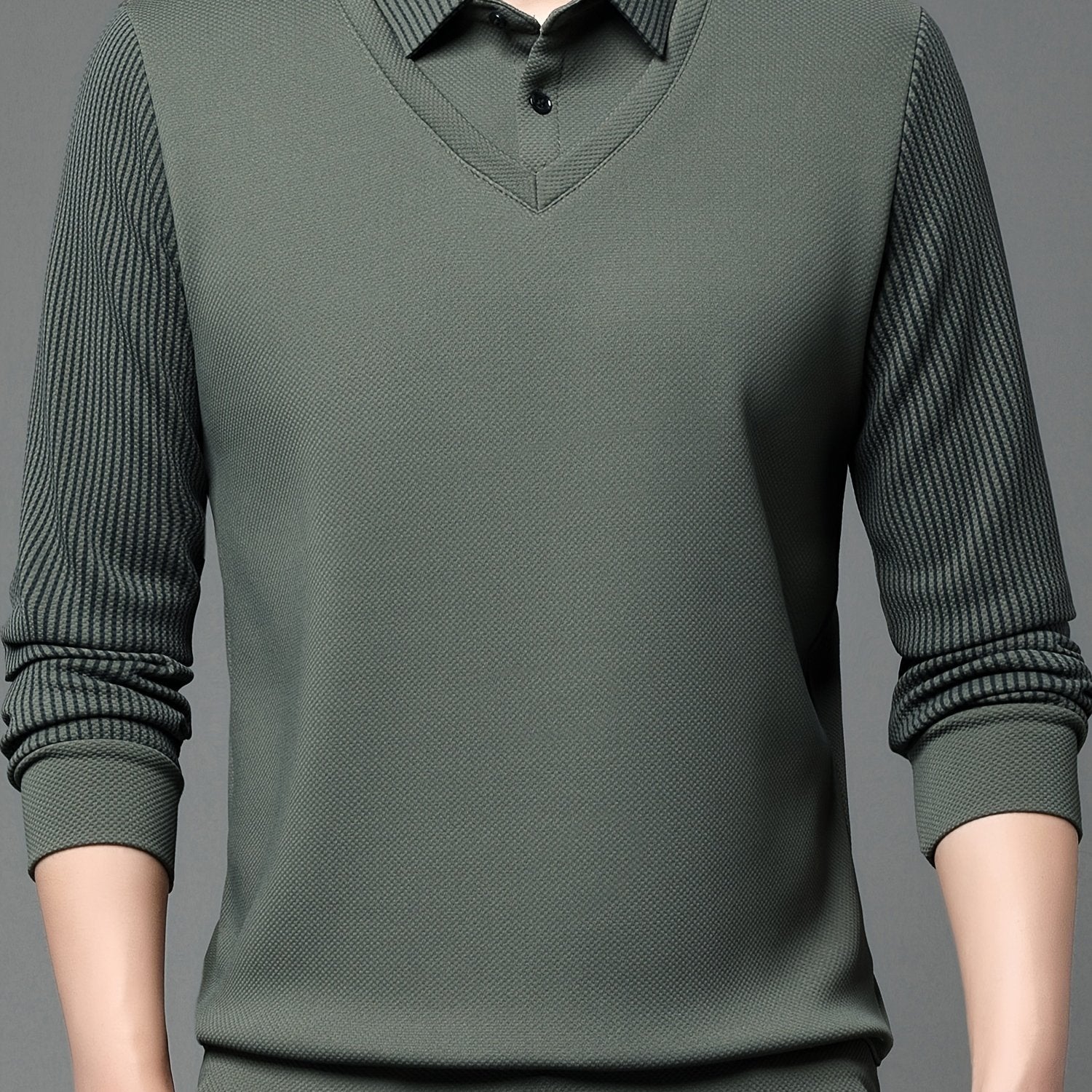 Мужская длинная рубашка-поло в полоску из полиэстера для отдыха на природе