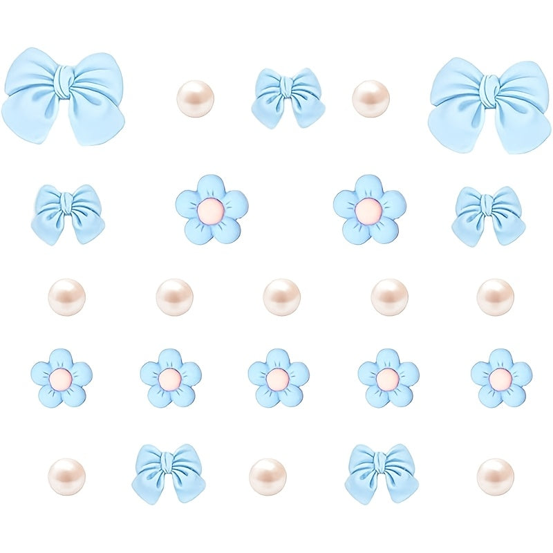 Ayollar uchun Resin pushti lent va gul charm to'plami, klogs va sandallar uchun