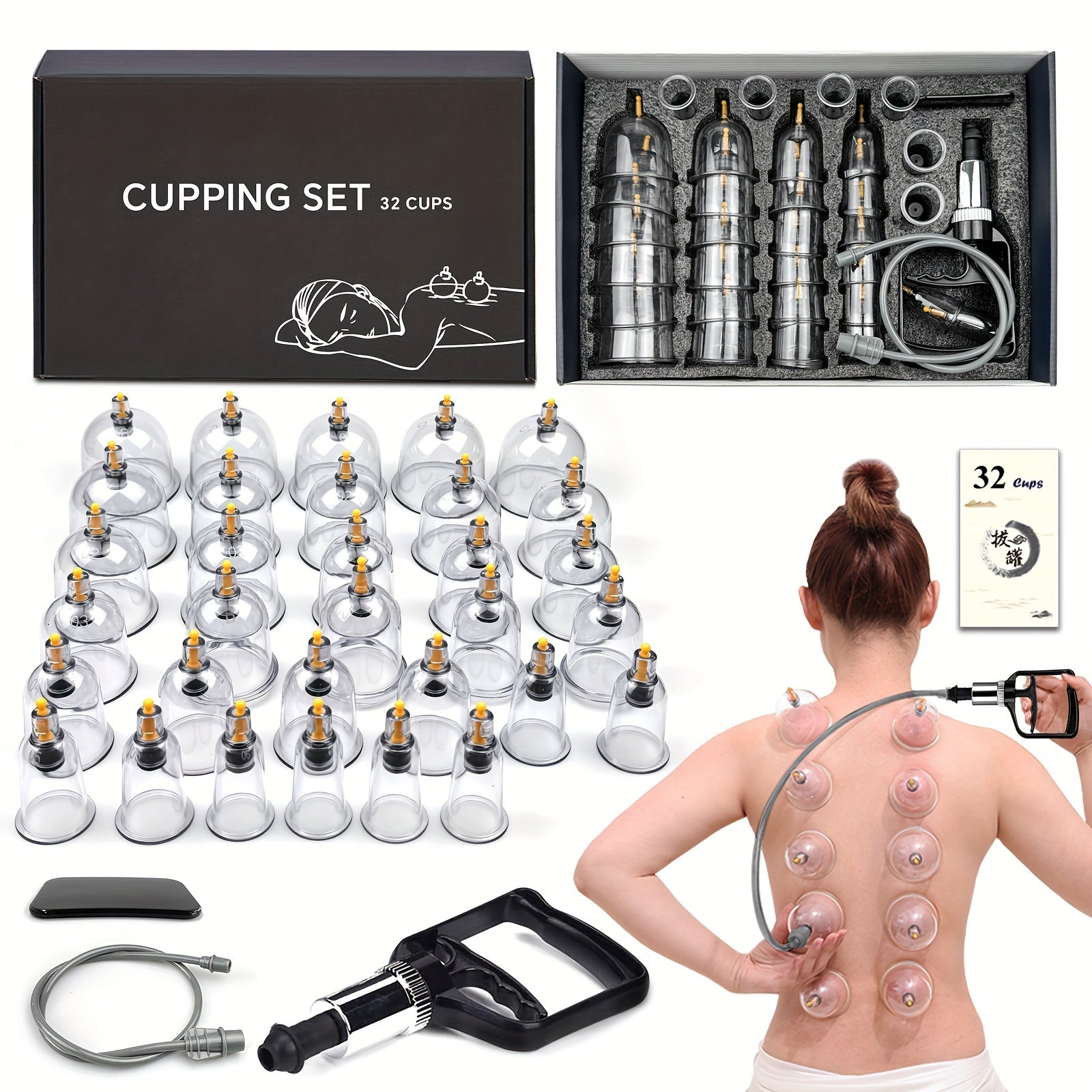 Cupping Set with Black and Blue Cups in Gift Box for Body Back Therapy Durable and Crack-Resistant