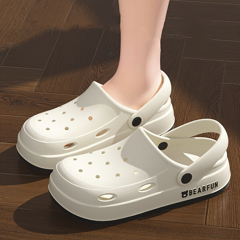 Women's Men's Beige Eva Platform Clogs Non-Slip Cushion Summer Sandals