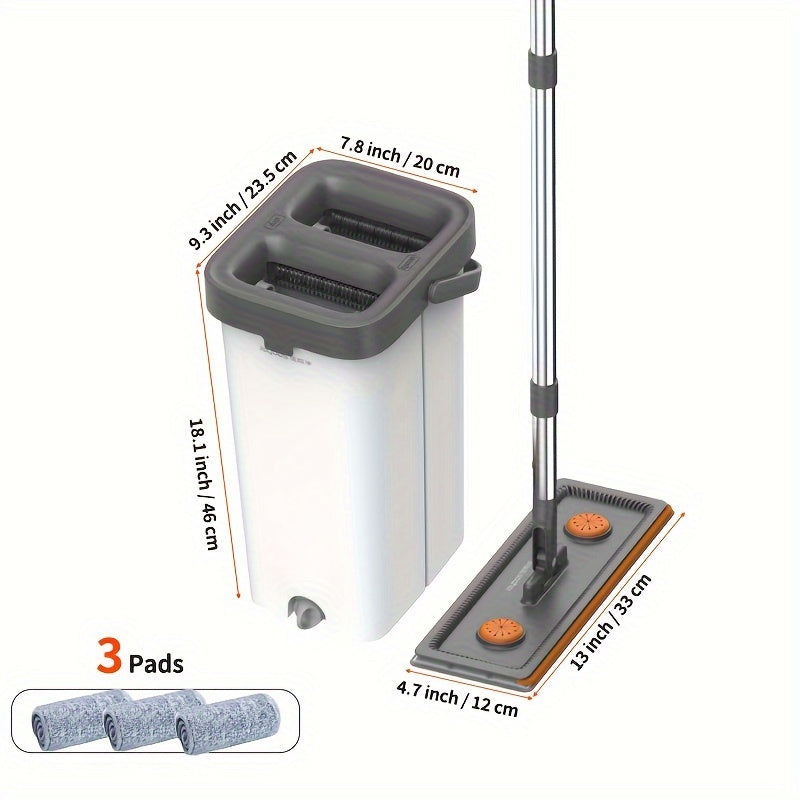 Uyda yog'och yoki plitka pollarni tozalash uchun qo'l bilan ishlatilmaydigan mopa to'plami.