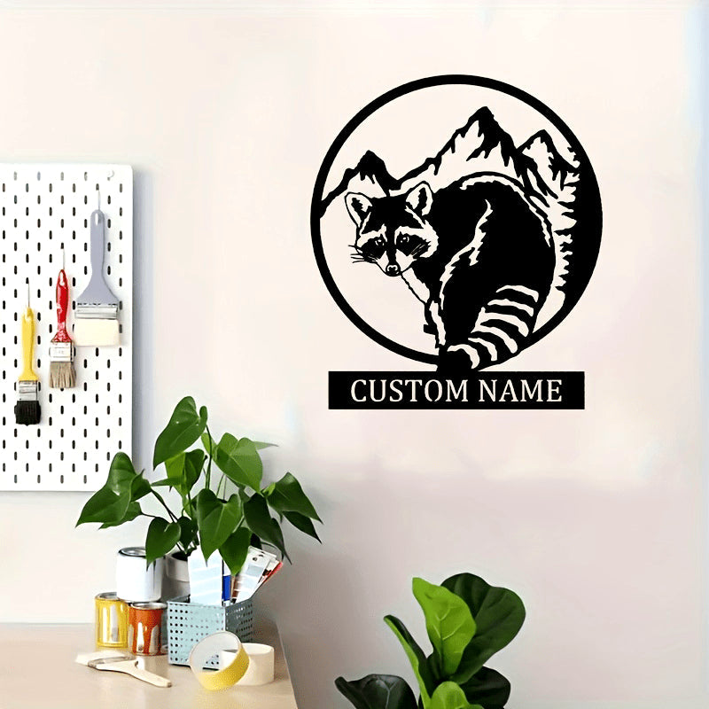 Custom Raccoon Metal Sign Weatherproof Wall Art for Home Cabin Patio Decor