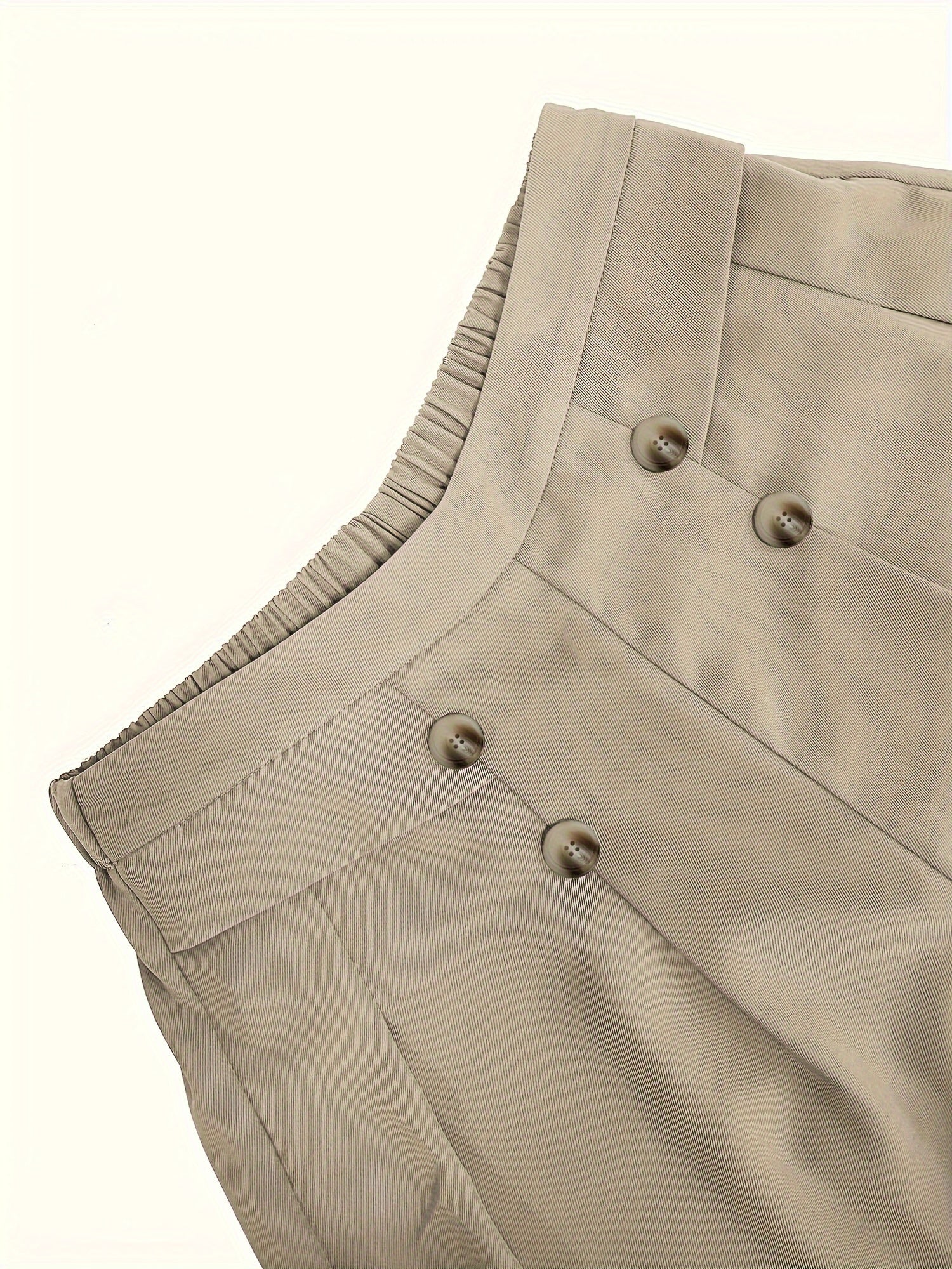 Women's Plus Size Wide Leg Pants Solid Button Detail Elastic Waist Fall Winter Polyester