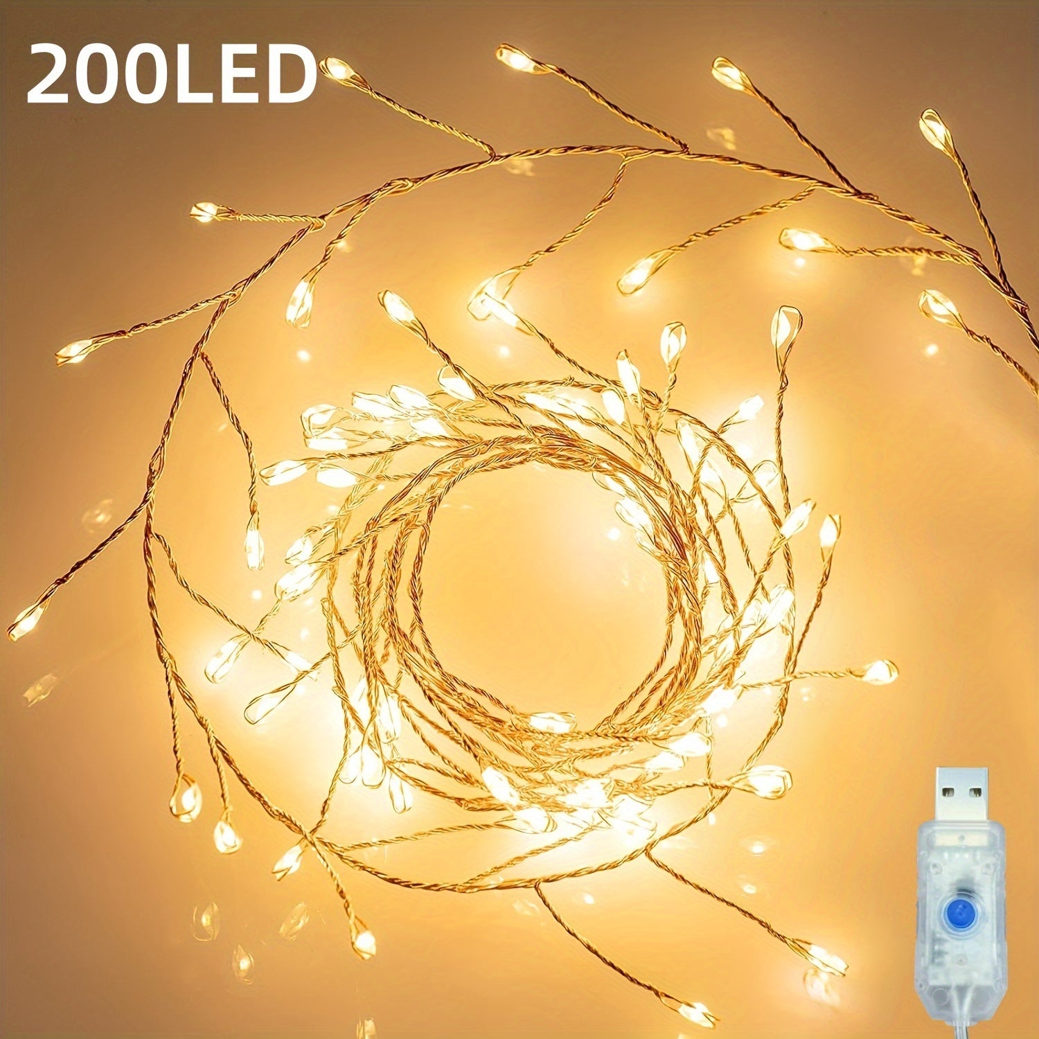 Fairy Lights LED String Lights 298.7cm 100 LEDs Firecracker Starry Effects for Ceiling Wreath Window Christmas Decor