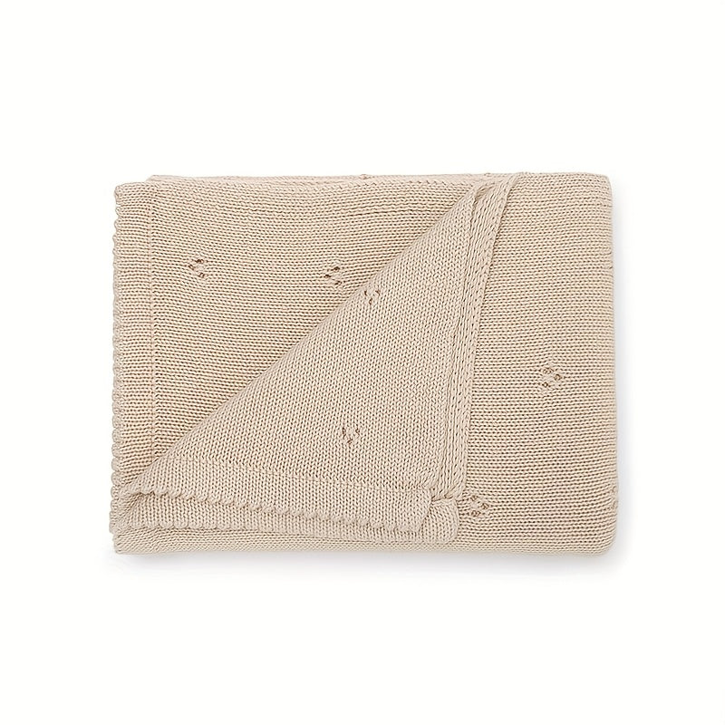 Solid Color Knitted Throw Blanket for Stroller Cover Quilt and Air Conditioning Use