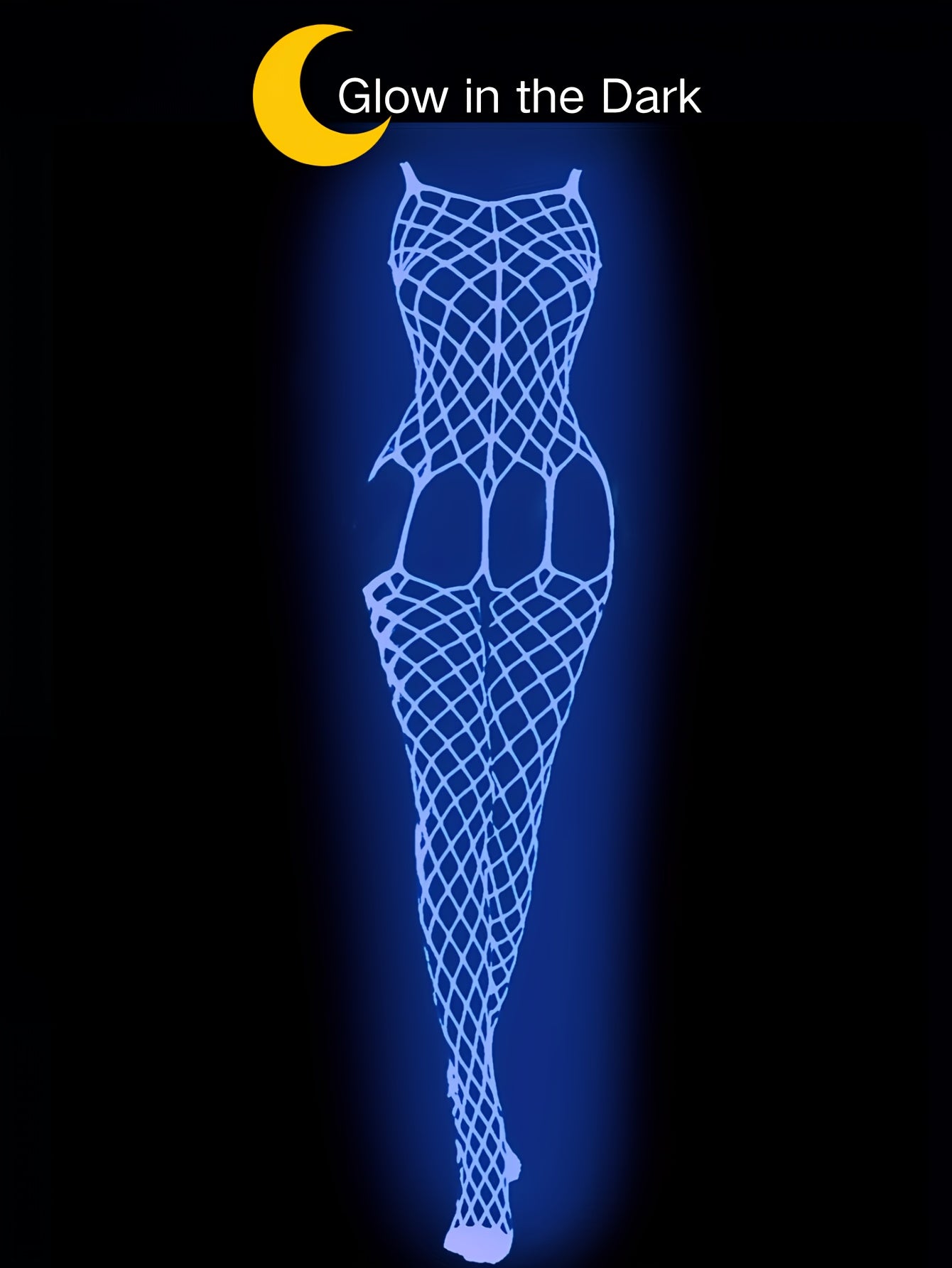 Medias de cuerpo hueco de color sólido para mujer adulta que brillan en la oscuridad azul