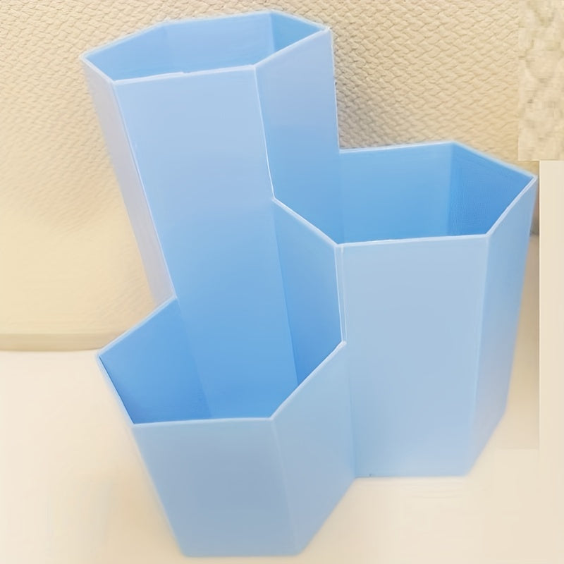 Ofis jihozlari uchun saqlash uchun sozlanadigan bo'linmalarga ega bo'lgan portativ 3-in-1 plastik qalam ushlagich, rang-barang shirinlik dizayni