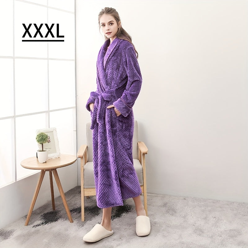 Cozy Couples Bathrobe Long Sleeve Autumn Winter Warm Fleece