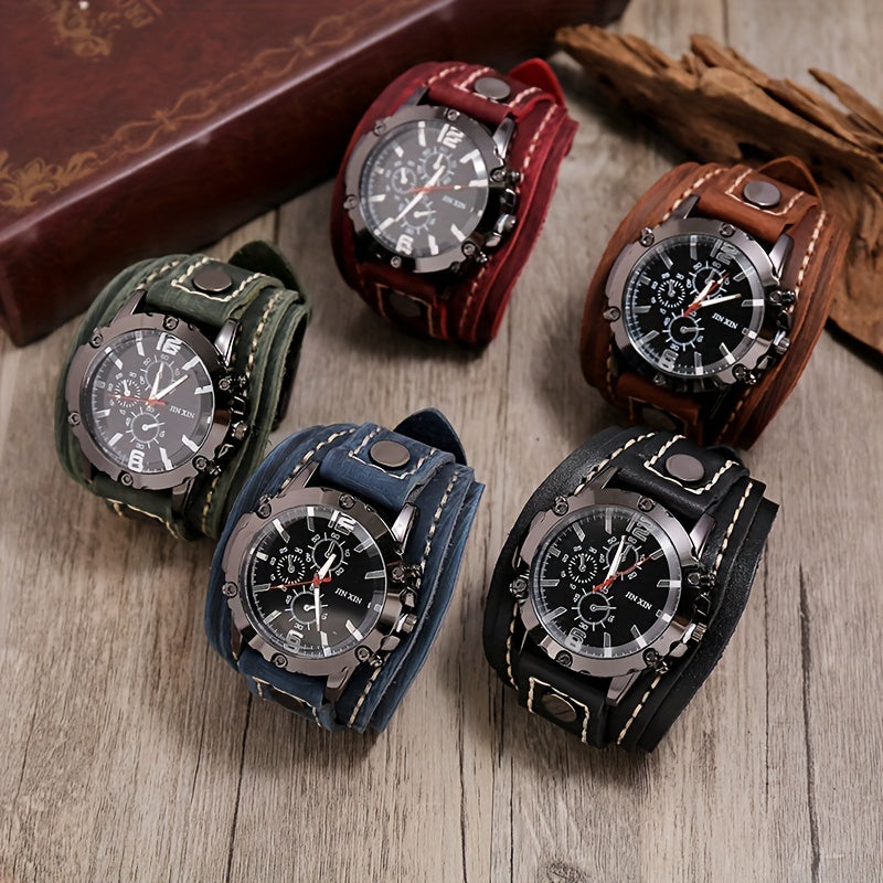 Men's Retro Style Casual Watch with Punk Vintage Design