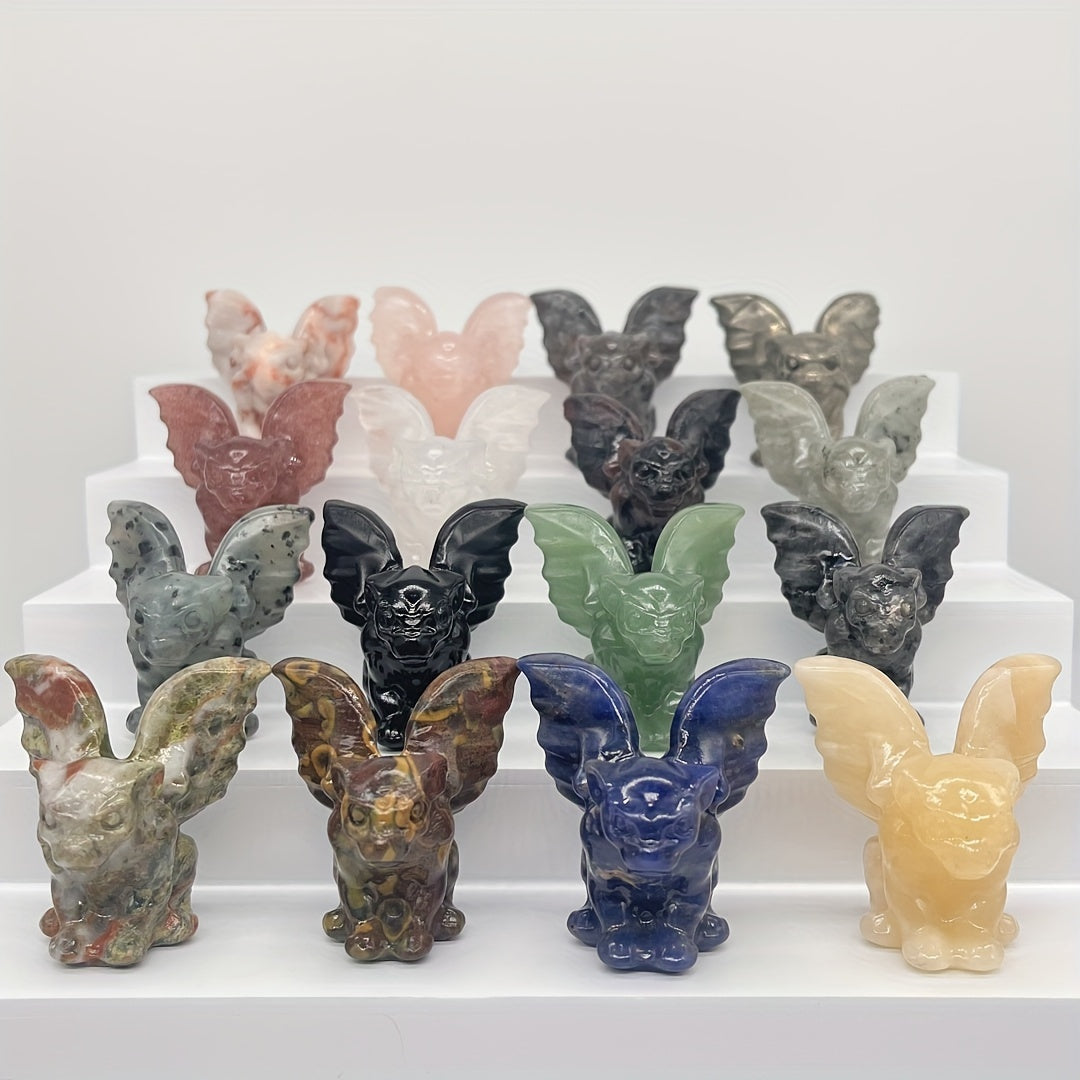 Uy bezaklari va ofis stol aksessuarlari uchun tabiiy kristall gargoyle haykali