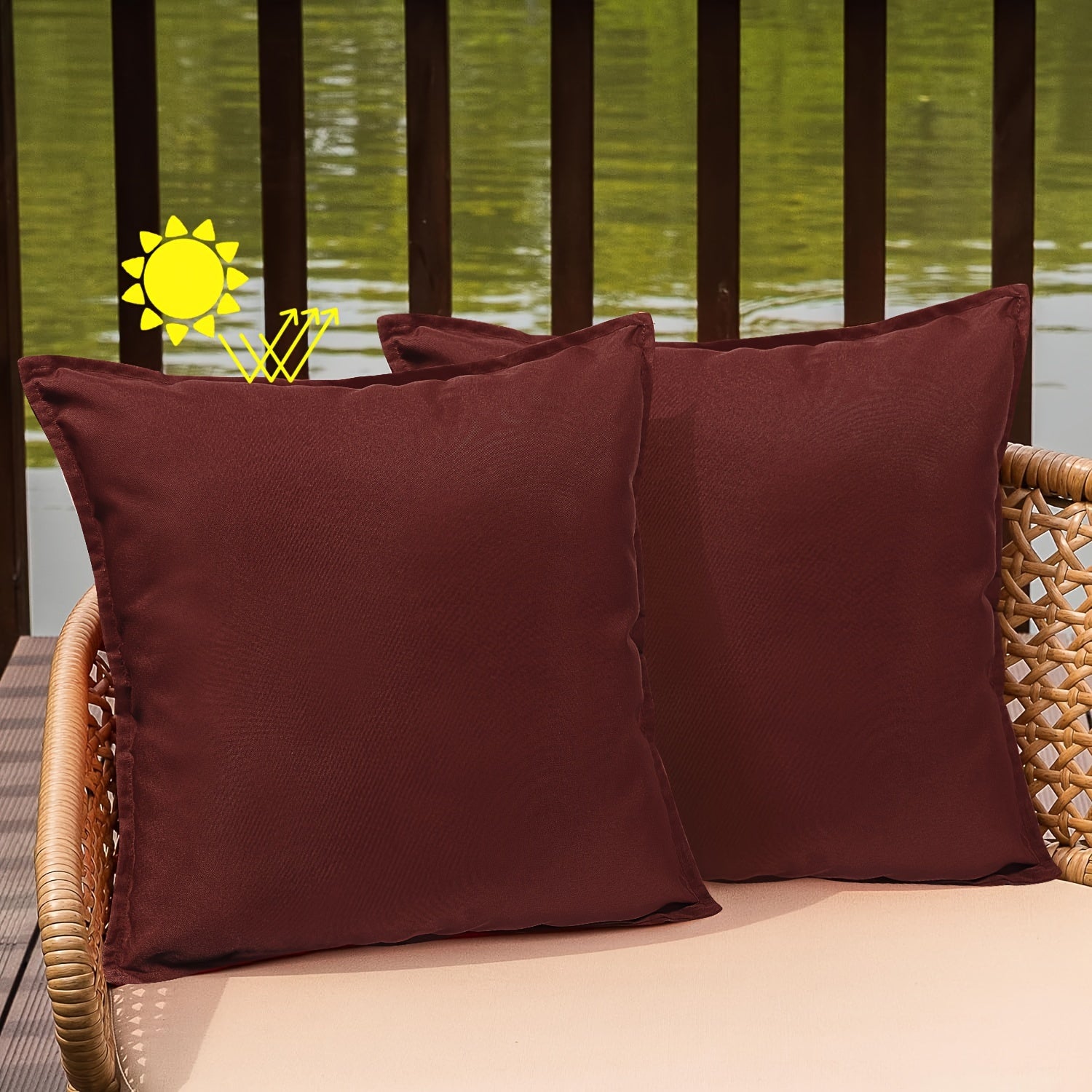 Green Outdoor Cushion Covers 2 Pack Zipper Polyester for Patio Garden Furniture