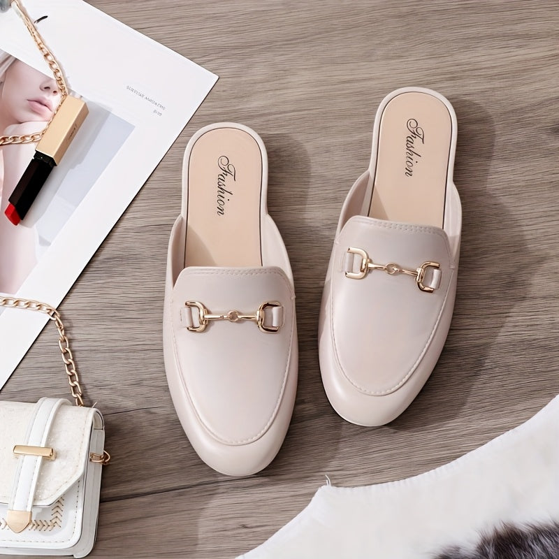 Women Summer Loafers Slip-On Mules with Metallic Buckle EVA TPU Comfortable