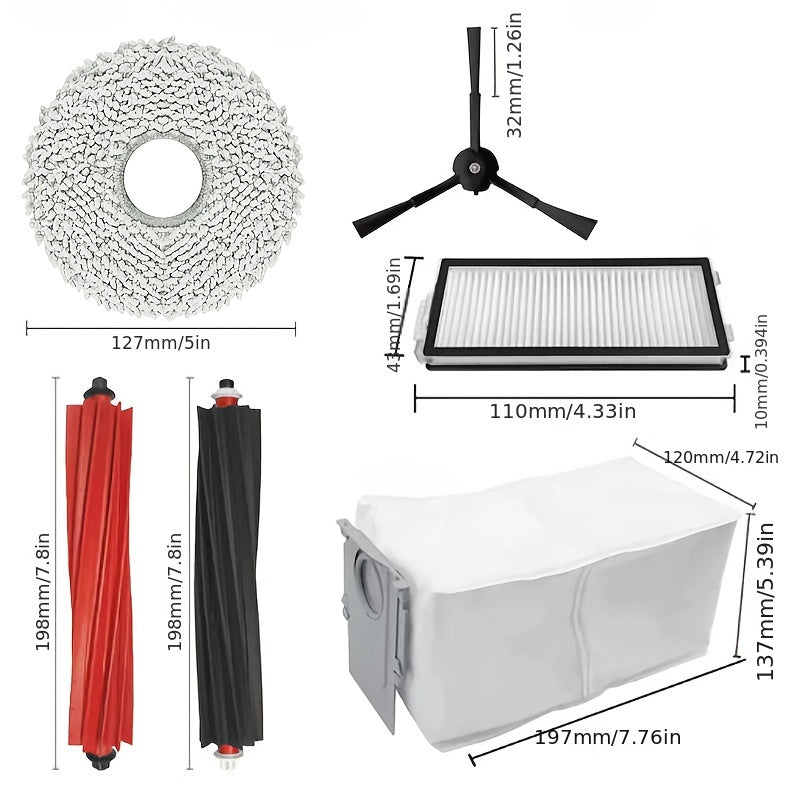 1 to'plam Roborock Qrevo Master robot tozalash aksessuarlar to'plami - Filtrlar, mopu, cho'tkalar va tozalash pichoqlari kiradi - Qrevo Master, P10S Pro, V20 modellari bilan mos keladi - Elektr energiyasiz