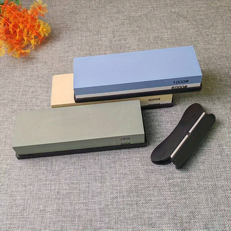 Afilador de cuchillos de cocina de doble cara con base antideslizante con pinza, piedra de aceite de 1000 grit