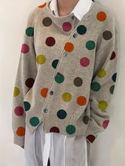 Ayollar uchun katta o'lchamli kruj neck pullover sviter rang blokli to'qilgan polyester