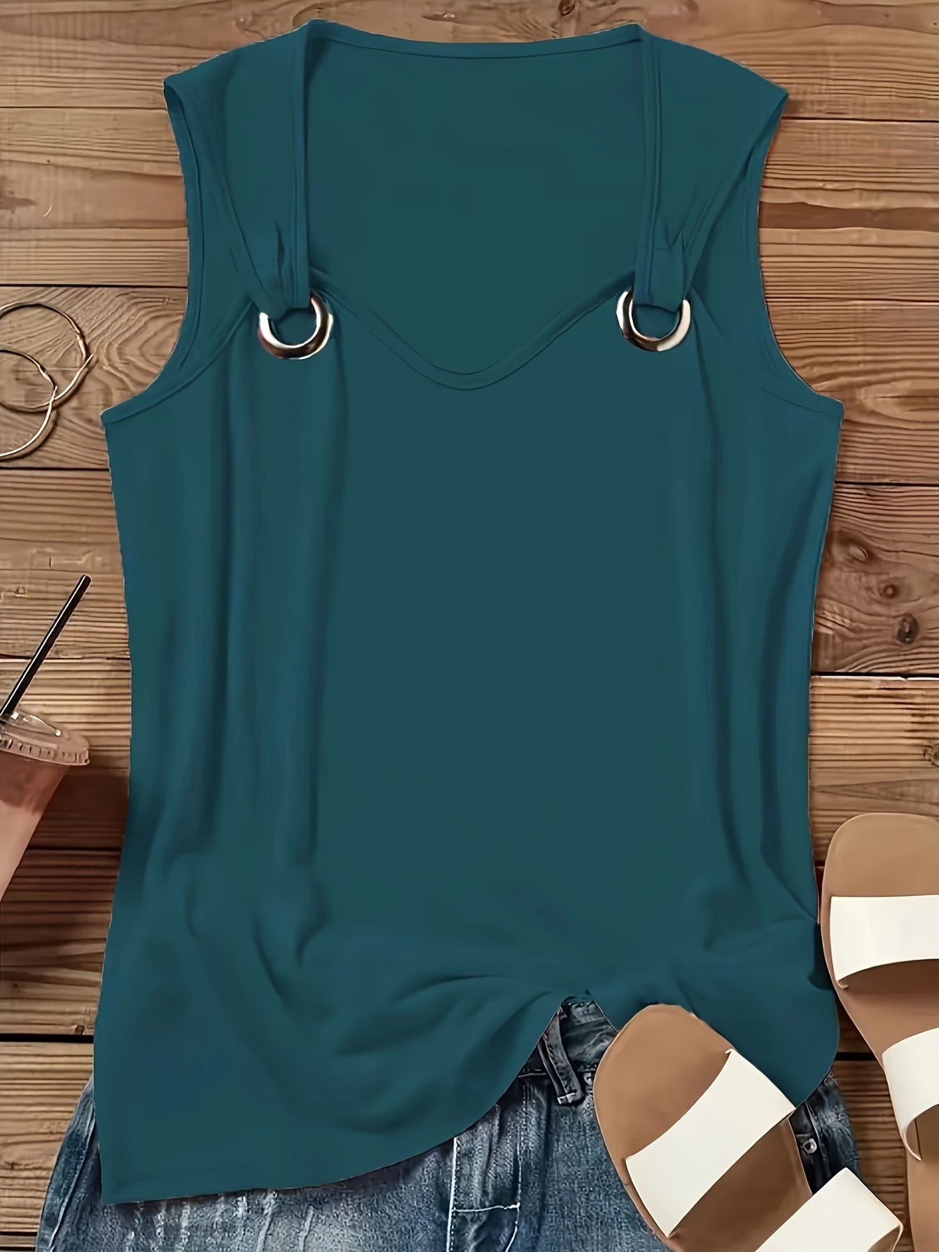 Women's Sleeveless Tank Top Breathable Summer Solid Color Relaxed Fit
