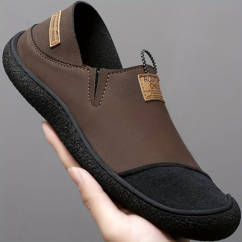 Men's Casual Loafers in Leather-Style Slip-On Shoes for Driving and Formal Wear Black Brown Grey