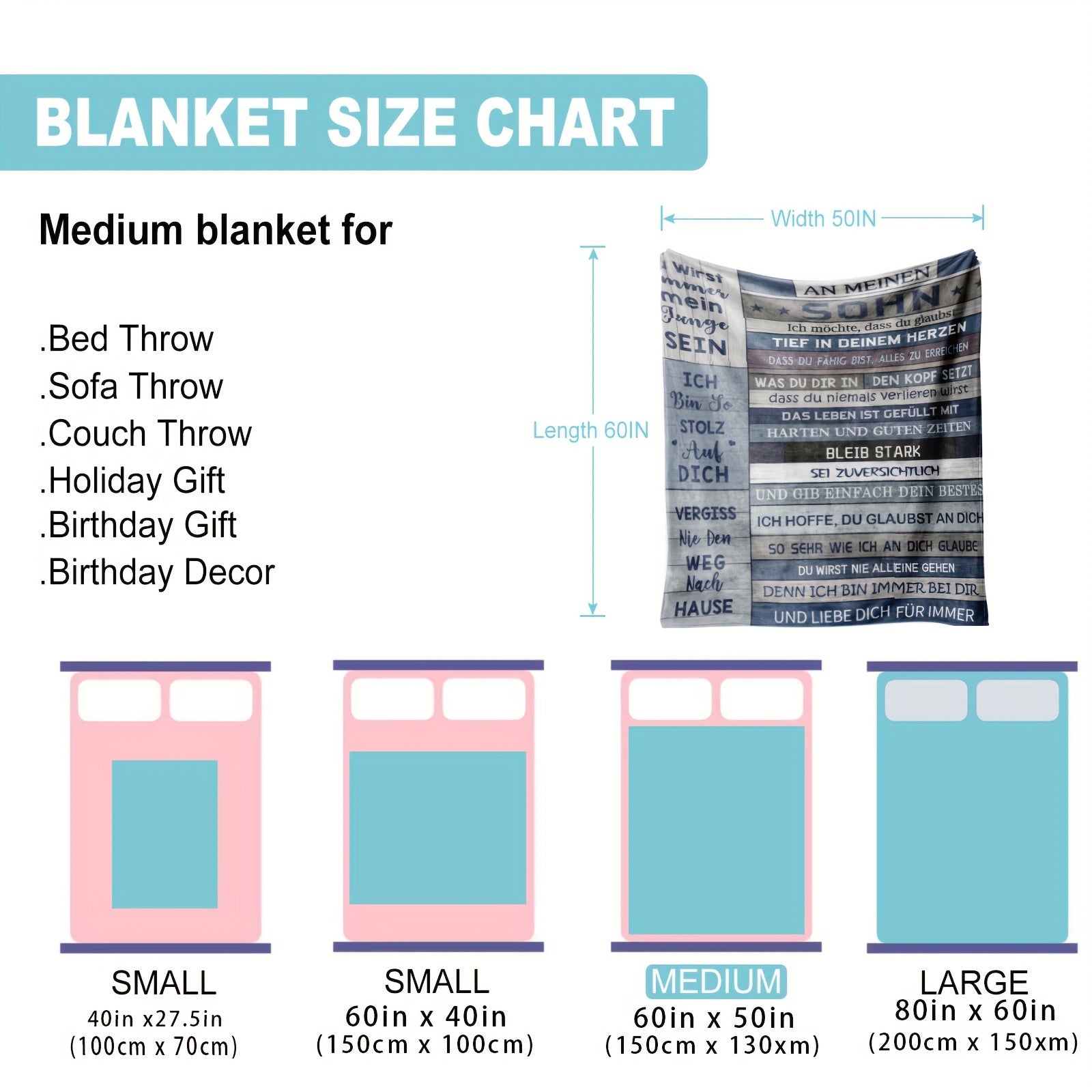 Cozy Gray Flannel Throw Blanket for Couch Bed Travel Gift for Son Graduation Christmas